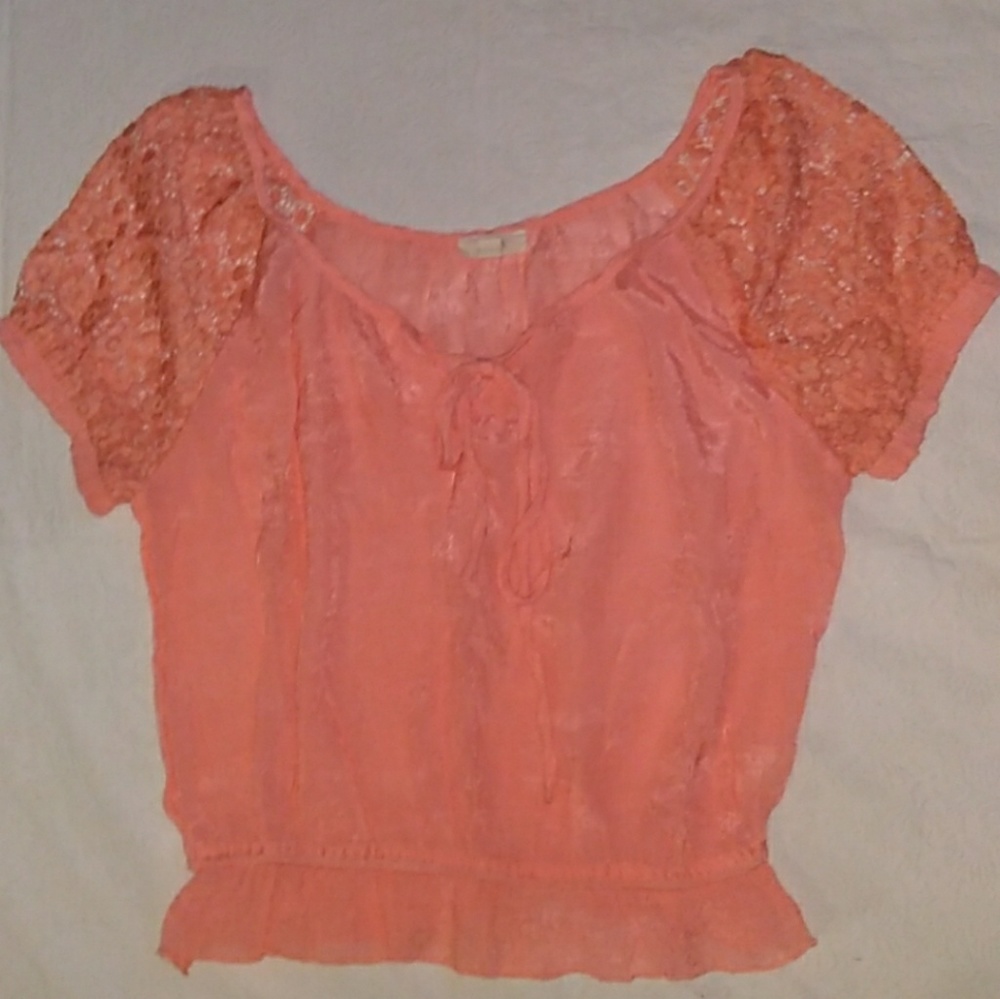 NWOT Anthologie E Hanger Peachy Pinkish Coral Summer Top - Picture 3 of 8